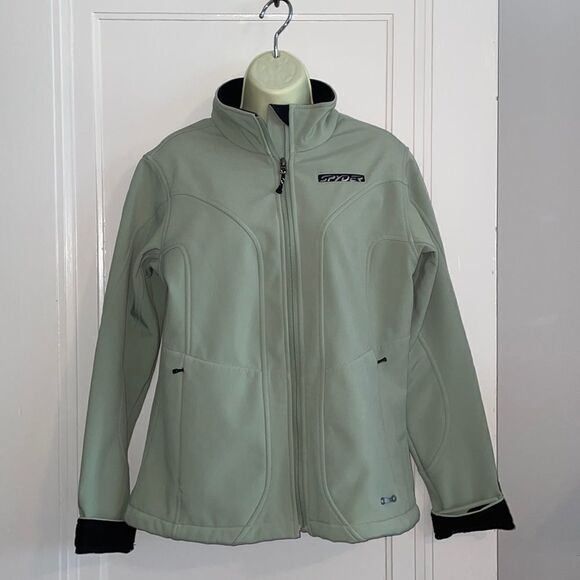 Spyder mint green light zip up front fleece lined coat - Picture 1 of 16